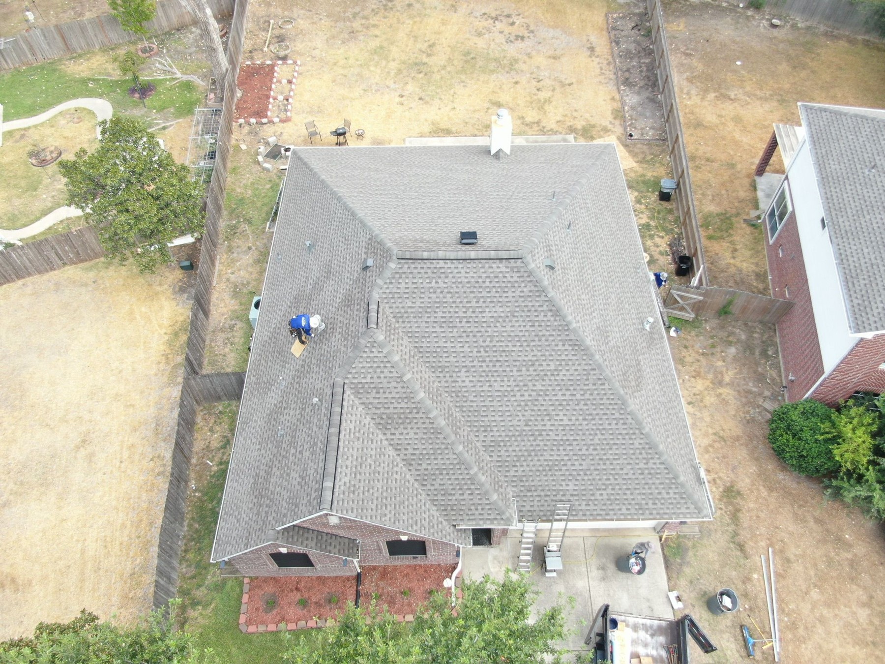 Residential shingle roof aerial view, photograph 2
